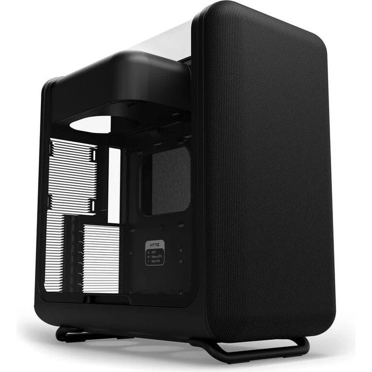 HYTE X50 Midi Tower - Pitch Black, PC-Gehäuse mit starkem Airflow, Drei-Kammer-Design, getöntem Glas und USB-C 20 Gbit/s Frontanschluss