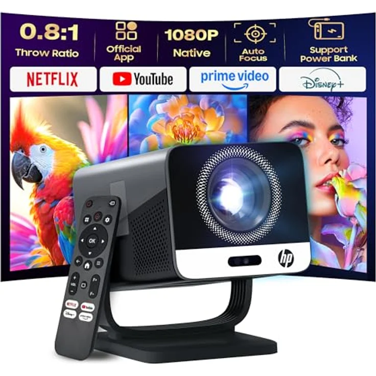 HP Projektor MC475, 200 ISO-Lumen FullHD Beamer mit Netflix-Zertifizierung, Kurzdistanzprojektion und kabelloser Bildschirmspiegelung – Bild 1