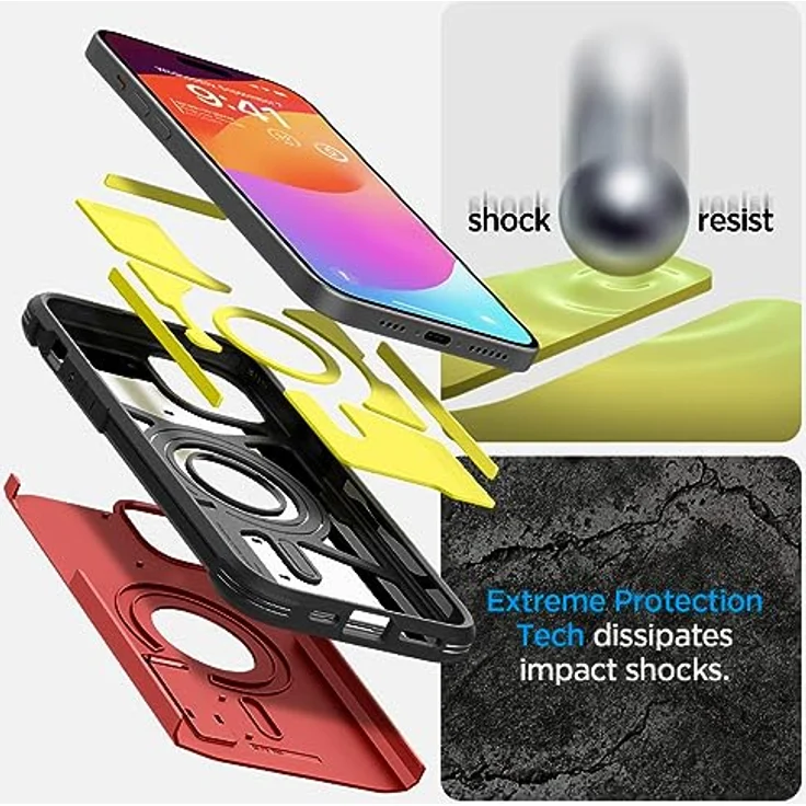 Spigen Hülle für iPhone 15 Tough Armor MagFit Kompatibel mit MagSafe -Rot – Bild 4