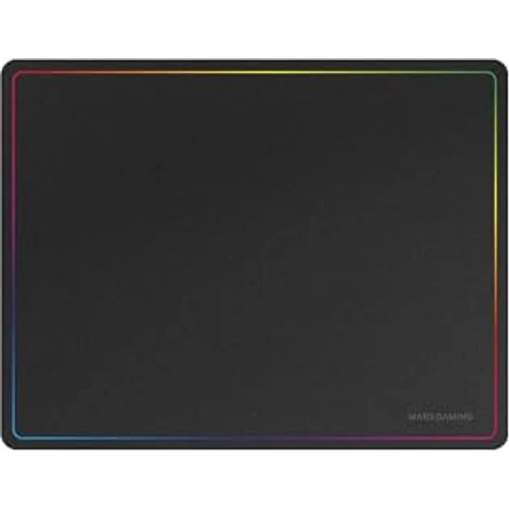 Mars Gaming MMP124, Gaming-Mauspad 360x260mm, rutschfeste Naturkautschuk-Basis, hochpräzise Nanotextil-Oberfläche, flexibles Design, Regenbogen-Randdesign, Schwarz – Bild 1