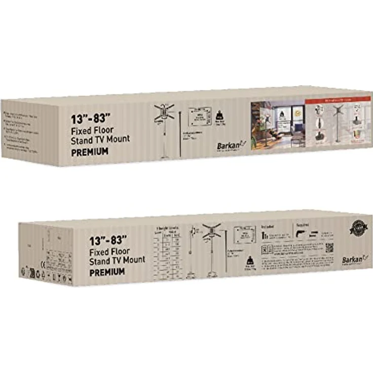 Barkan Bodenmontage 13-83 Zoll Neigbare & Höhenverstellbar TV Bodenständer, hält bis 50Kg, 5 Jahre Garantie, Standfuß, Ständer, für LED OLED LCD, Ma, FS420, Black – Bild 5