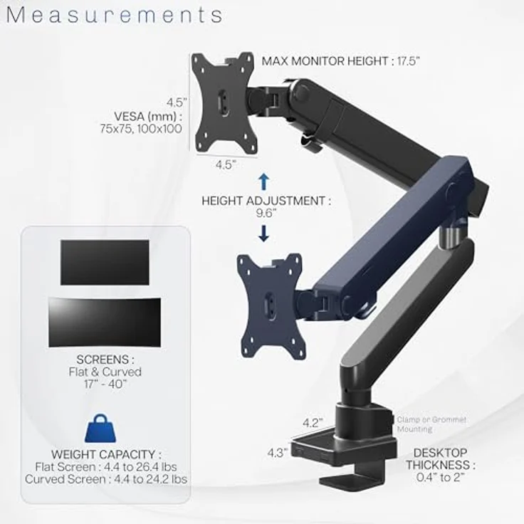 VIVO STAND-V101B Series Computer-Monitorständer, Aluminium, 1 Stück Single Original schwarz – Bild 6