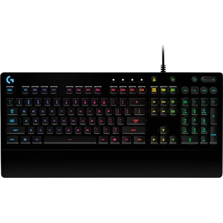 Logitech G213 Prodigy Gaming-Tastatur, RGB-Beleuchtung, programmierbare G-Tasten, integrierte Handballenauflage, spritzwassergeschützt, Deutsches QWERTY-Layout - Schwarz
