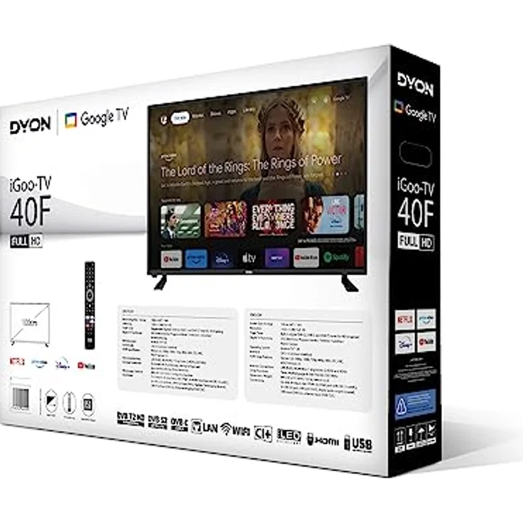DYON iGoo-TV 40F 100cm (40 Zoll) Google TV (Full-HD, HD Triple Tuner, Prime Video, Netflix, Google Play Store für DAZN, Disney+, Apple TV+, Paramount+, waipu.tv UVM., Google Assistant) [Mod. 2023] – Bild 5