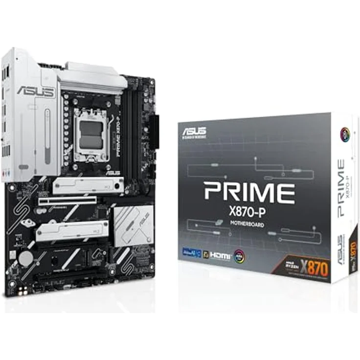 ASUS PRIME X870-P Mainboard Sockel AM5 (AMD, ATX, PCIe 5.0, DDR5, 14+2+1 Power Stages, 4x M.2, 2,5Gb Ethernet, USB-C 40Gbps) – Bild 1