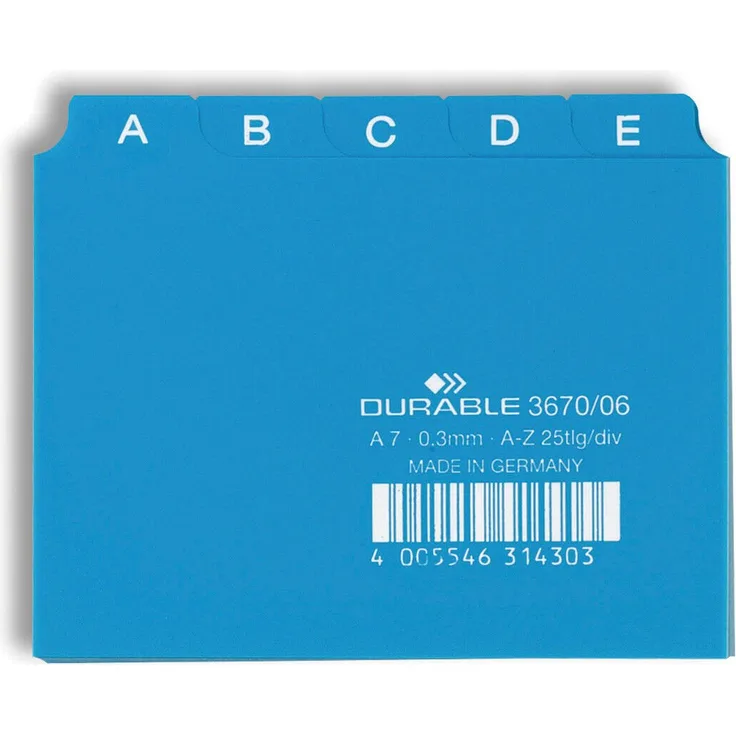 DURABLE Aktenordner Leitregister A7 A-Z 25-tlg 3670/06 Kartei-Register, blau