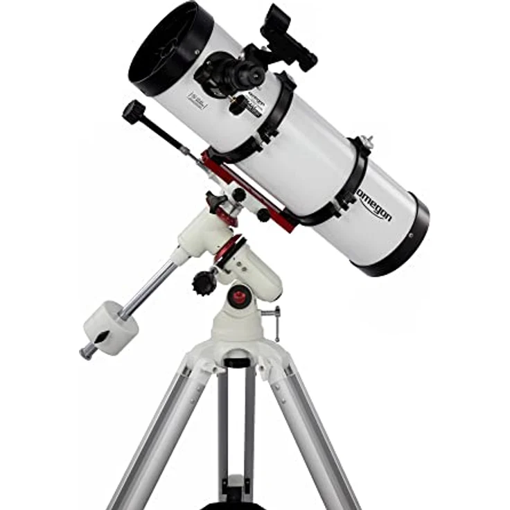 Omegon Teleskop Advanced 130/650 EQ-320, Einsteigerteleskop mit parabolischem Hauptspiegel und stabilem Stativ, LED-Sucher, inklusive zwei Okularen – Bild 2