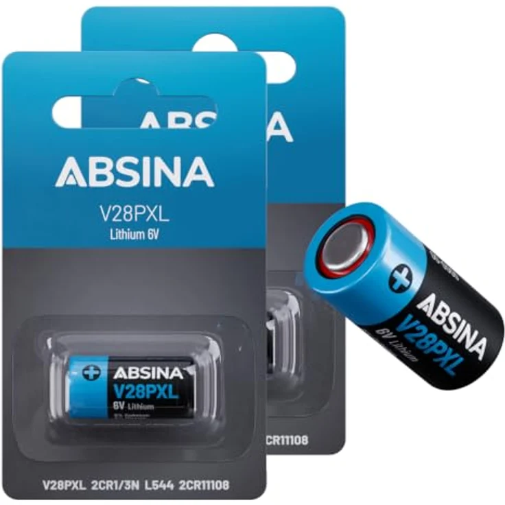 ABSINA 2x 28L 2CR11108 6V Lithium Batterie V28PXL A544, langlebig & zuverlässig, temperaturfest von -40°C bis +60°, 2 Stück – Bild 1