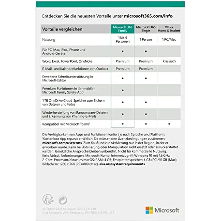 Microsoft 365 Family (inkl. Microsoft Defender) | 6 Nutzer | Mehrere PCs/Macs, Tablets und mobile Geräte | 1 Jahresabonnement |Download Code – Bild 3