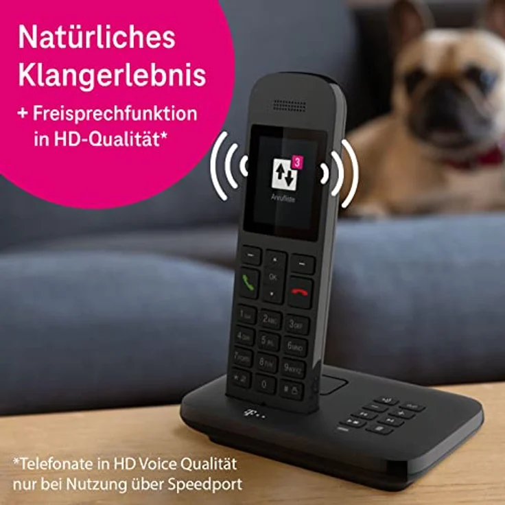 Telekom Sinus A12 Festnetz-Telefon mit Basis und AB (für analogen Anschluss), schwarz – Bild 3