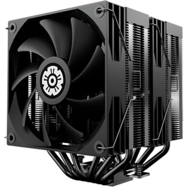 Enermax ETS-T60D, CPU Kühler mit Dual-Tower-Design, 2x 120 mm PWM-Lüfter, digitale Statusanzeige, Schwarz – Bild 1