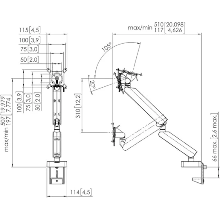 Vogels Pro Motion 4138, Höhenverstellbare Monitorhalterung für 43 Zoll Monitore, Schwarz – Bild 9