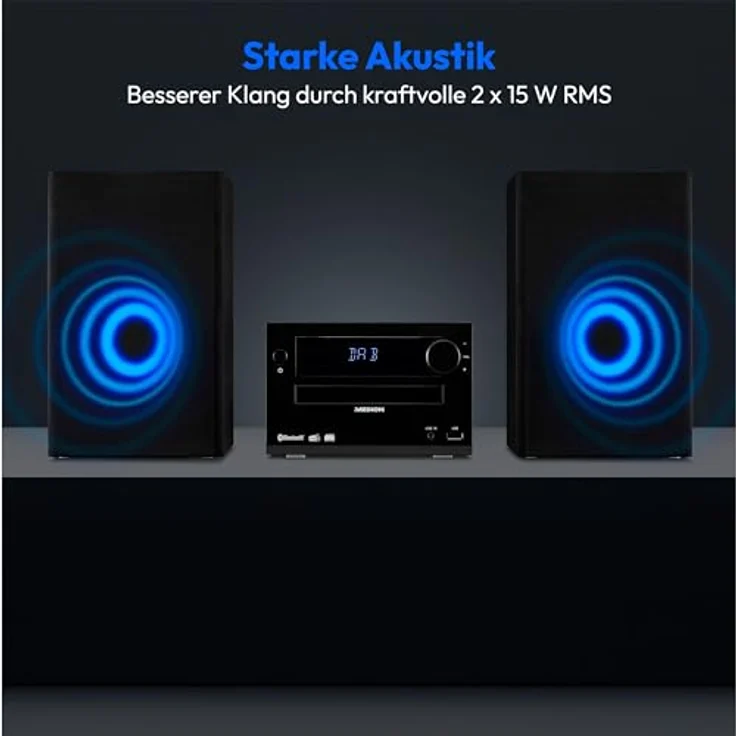 MEDION E64482 Micro Audio System Kompaktanlage (DAB+, CD Player, Bluetooth, USB) in Schwarz – Bild 4