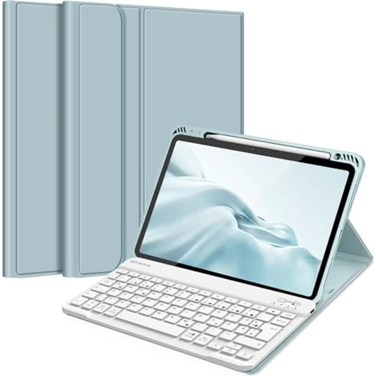 Fintie Tastatur Hülle für iPad Air 11 Zoll M2, iPad Air 6/5/4 (2024/2022/2020) 10,9 Zoll, magnetisch Abnehmbarer Keyboard, Eisblau – Bild 1