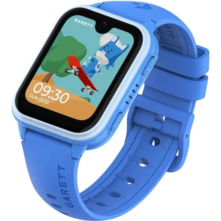 garett Smartwatch Kinder Vibe Blau, 1,78″ AMOLED, 4G LTE, GPS, Videoanruf, SOS-Funktion, Face Unlock, Android 8.1, 8 GB Speicher