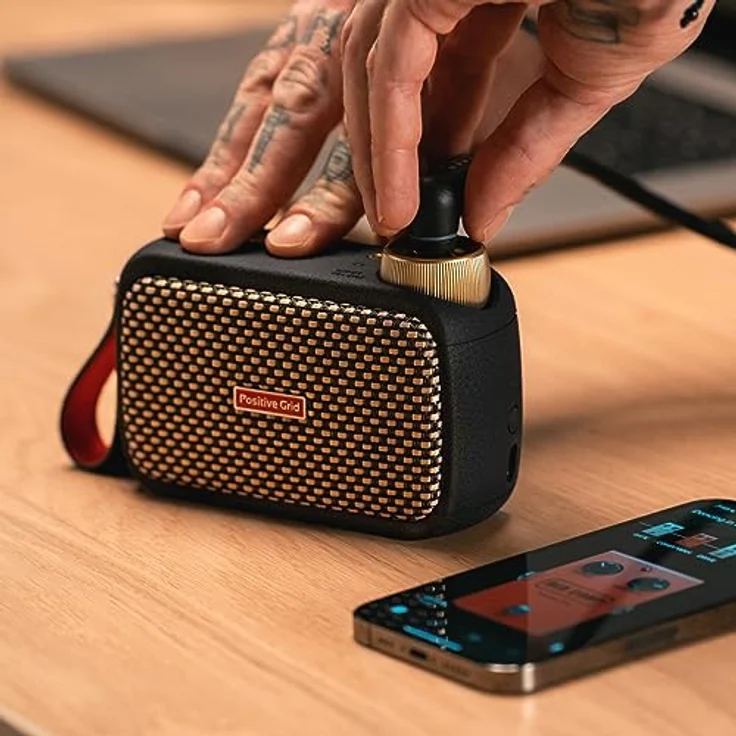 Positive Grid Spark GO 5 W Ultra-tragbarer, intelligenter Gitarrenverstärker, Kopfhörerverstärker und Bluetooth-Lautsprecher mit Smart-App für E-Gitarre, Akustikgitarre oder Bass – Bild 4