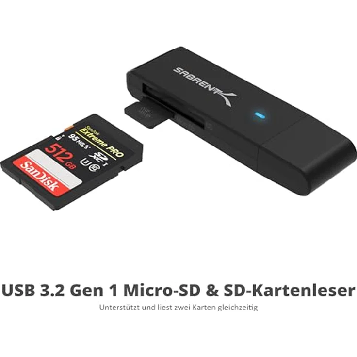 Sabrent Kartenlesegeräte USB 3.0 Micro SD- und SD-Kartenleser-Card Reader (CR-T2MS) – Bild 2