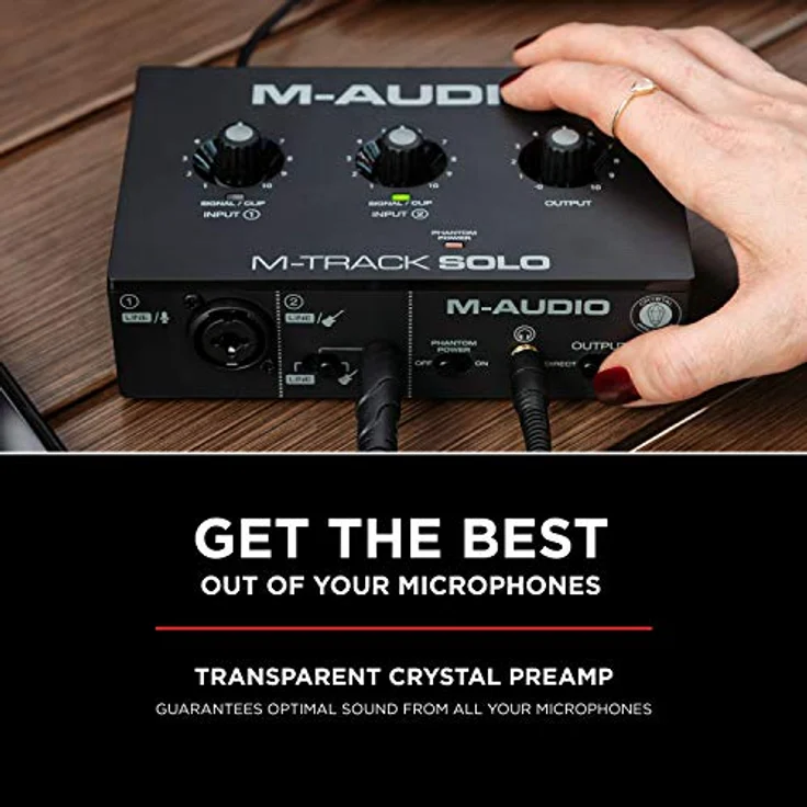 M-Audio M-Track Solo – USB Audio Interface für Aufnahmen, Streaming und Podcasting, mit XLR-, Line- und DI-Eingängen, inklusive Softwarepaket – Bild 5