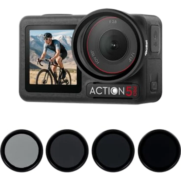 Rollei ND Filterset für DJI Osmo Action 5 PRO/4/3, ND8+ND16+ND32+CPL, optimales lichtreduzierendes Zubehör für klare Aufnahmen – Bild 1