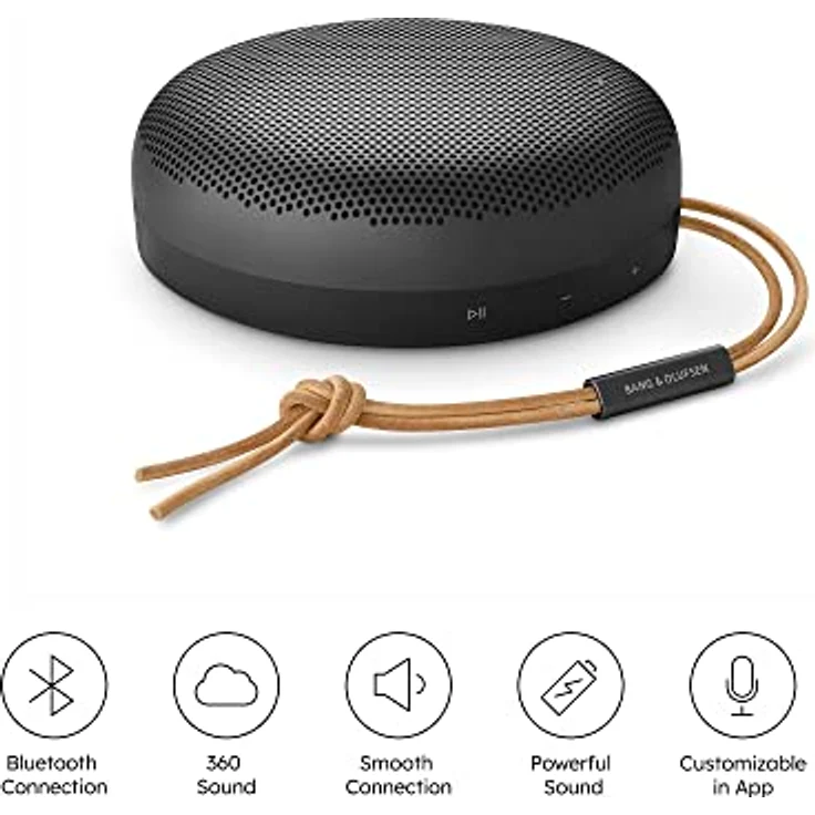 Bang & Olufsen Beosound A1 (2. Gen) – Kabelloser tragbarer IP67 wasserdichter Bluetooth-Lautsprecher mit 360° Sound + 3 Mikrofone, Alexa und USB-C Ladekabel, 18 Stunden Akkulaufzeit - Anthra/Oxy – Bild 2