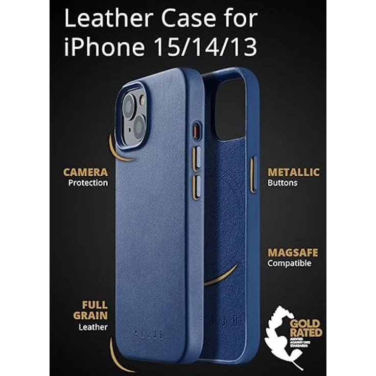 Mujjo iPhone 14 Lederhülle | MagSafe Hülle | Ledertasche für das iPhone 14 Hülle | Apple iPhone 14 Hülle | Apple iPhone 14 Hülle | Apple iPhone 14 Hülle – Bild 2