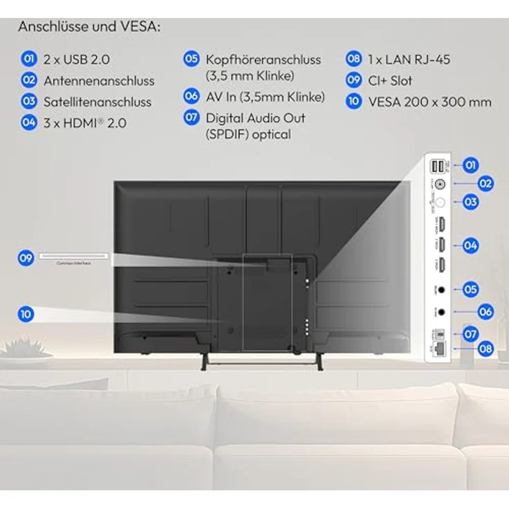 MEDION MD 855302, 55 Zoll 4K Smart-TV mit Dolby Vision HDR, Dolby Atmos, Bluetooth, Schwarz – Bild 7