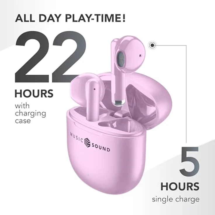 Music Sound Breeze, Kapselartiges Bluetooth-Headset mit True Wireless Stereo (TWS), 64 g, Pink – Bild 4