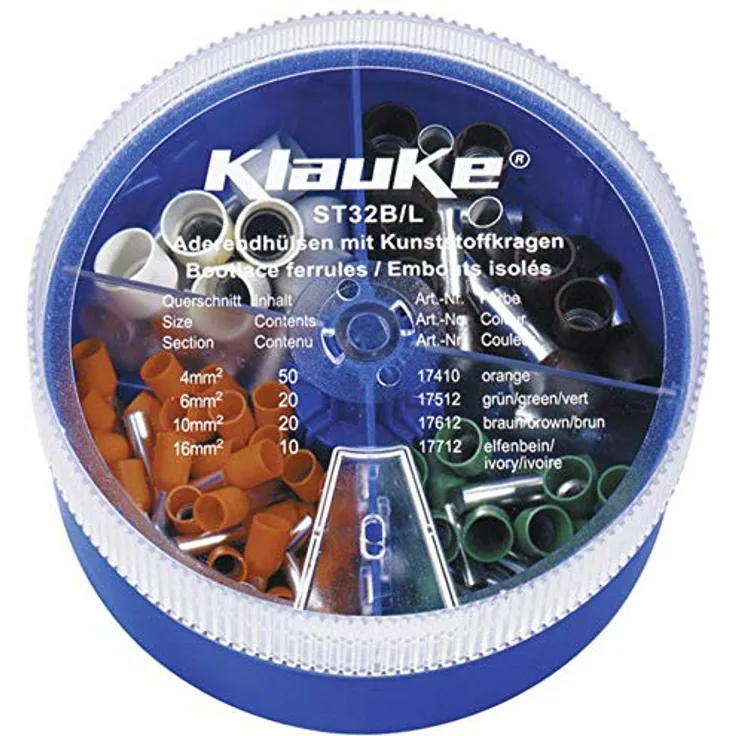 Klauke ST32B Aderendhuelsen-Sortiment 4mm² 16mm² Orange, Gruen, Braun, Elfenbein 1 Teile
