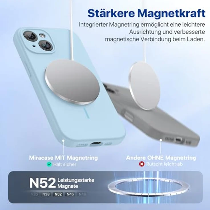 miracase iPhone 15 Hülle mit MagSafe, Flüssigsilikon, kratzfestes Mikrofaser-Innenfutter, stoßfest, Nelken Lila – Bild 4