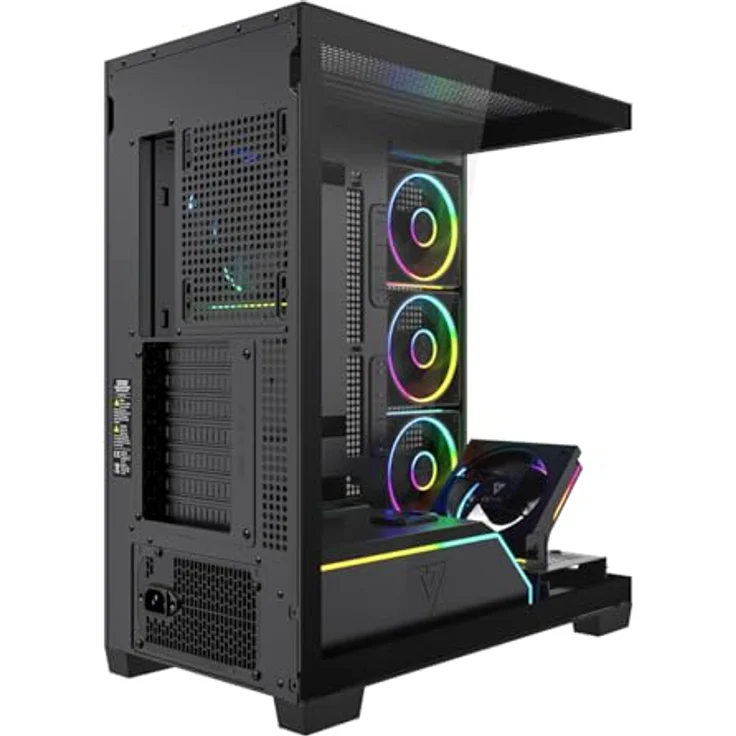 MODECOM Volcano Stellar Plus ARGB 5F, Gaming-Computergehäuse mit 5 ARGB-Lüftern, gehärtetem Glas, USB 3.0 und USB-C, schwarz – Bild 6
