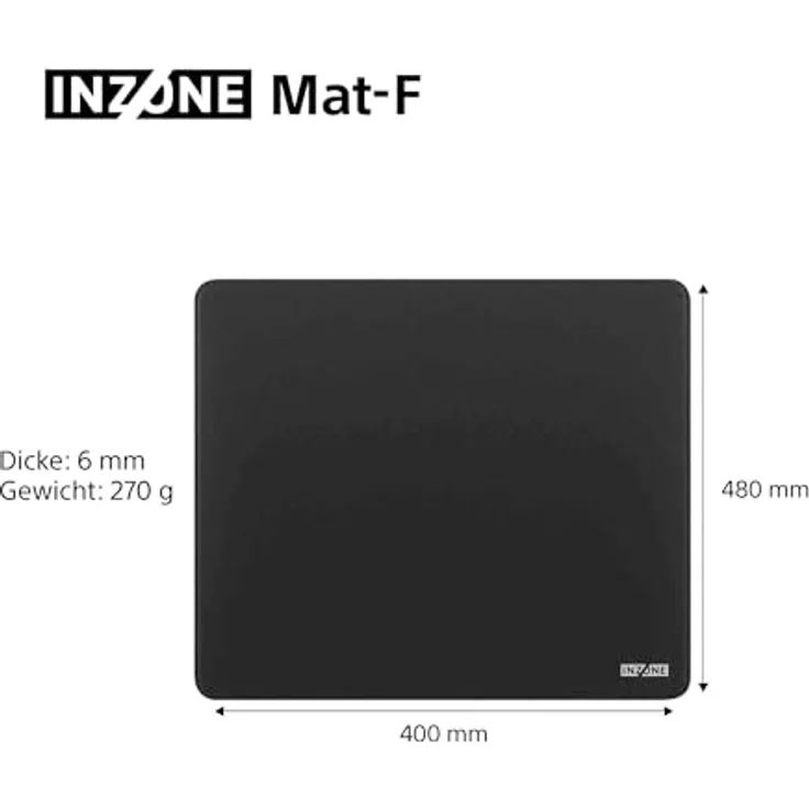 SONY INZONE Mat-F Gaming-Mauspad, 400 mm x 480 mm, rutschfeste SlimFlex-Basis, 6 mm Komfortschaum, schwarz – Bild 8