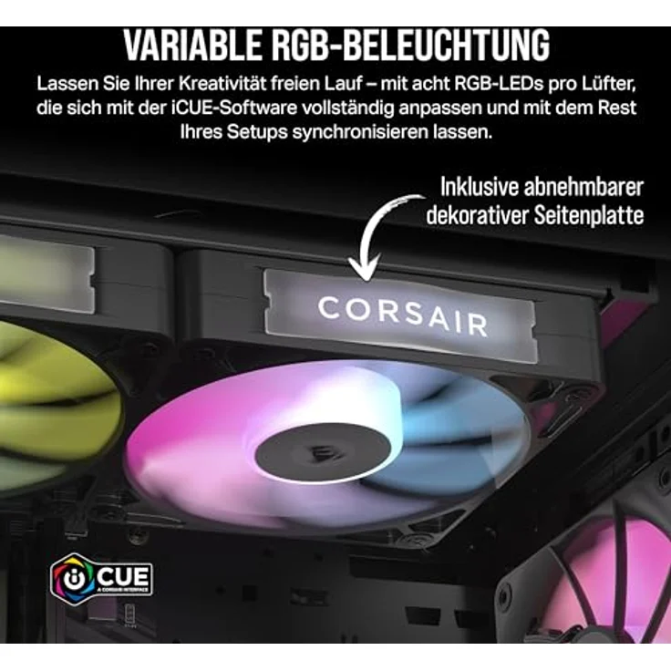 CORSAIR iCUE LINK RX140 RGB 140mm PWM-Lüfters mit iCUE LINK System Hub - Magnetisches Kuppellager - Dual Pack - Schwarz – Bild 5