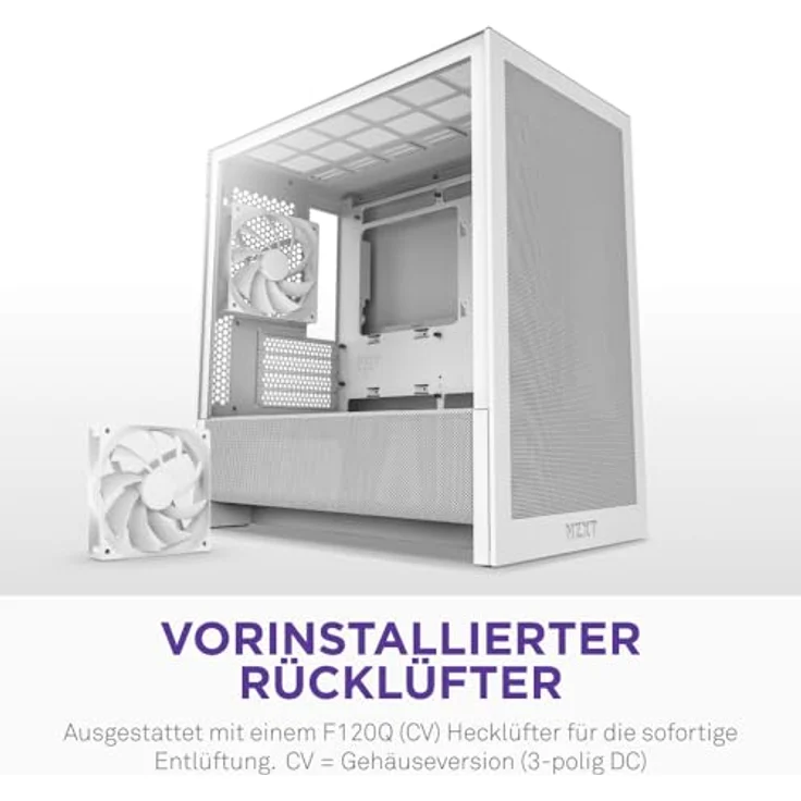 NZXT H3 Flow (2025), All White Midi Tower ATX Gaming Gehäuse mit Glasfenster, mATX/Mini-ITX, optimierte Luftzirkulation und Antistaubfilter – Bild 9