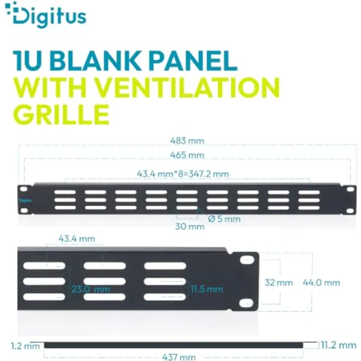 DIGITUS 19 Zoll Blindabdeckung mit Lüftungsschlitzen, 1HE, Schwarz für optimierte Luftzirkulation im Server-Zubehör – Bild 2