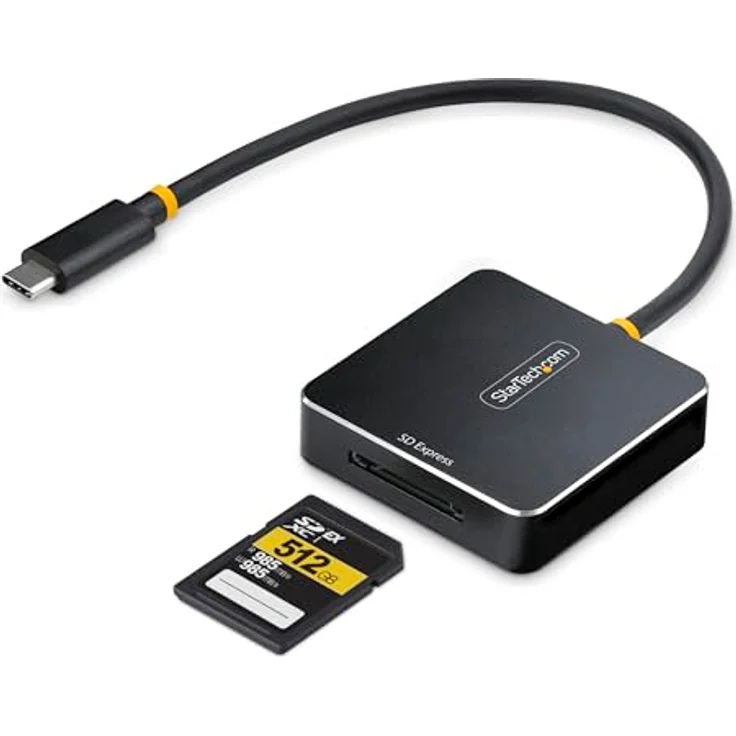 StarTech.com SD Express USB-C Kartenleser, 10Gbps USB C Speicherkartenleser, SD 7.1 Externer Kartenlesegerät, SDHC/SDXC, Aluminium Design – Bild 1