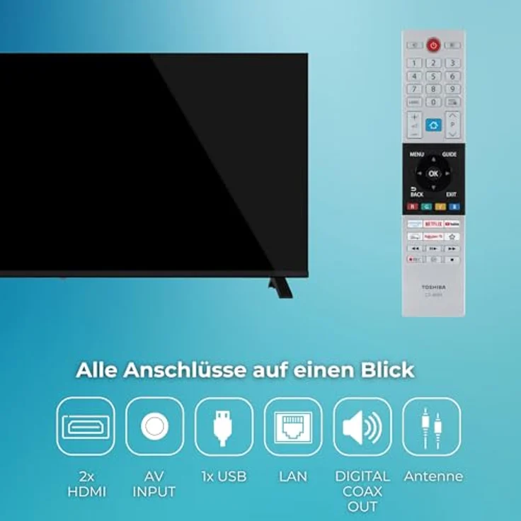 Toshiba 43QV1563DDW, 43 Zoll QLED Smart TV VIDAA, 4K UHD mit Dolby Vision HDR, Triple-Tuner, Bluetooth & Streaming Apps – Bild 4