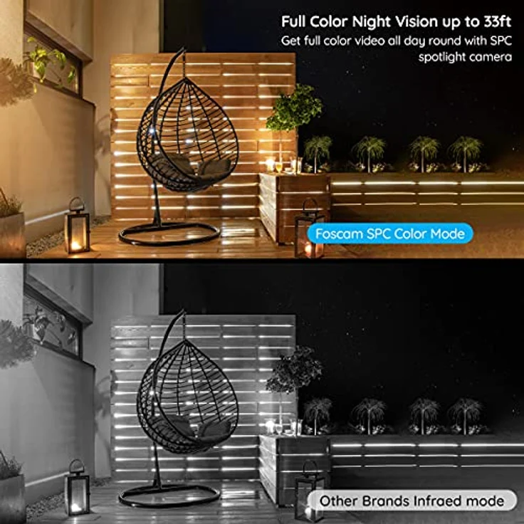 Foscam 2K/4MP Überwachungskamera Aussen mit Spotlight, WLAN WIFI IP Kamera, Farbige Nachtsicht, 2-Wege-Audio, PIR-Erkennung, IP66 Wasserdicht - Schwarz – Bild 3