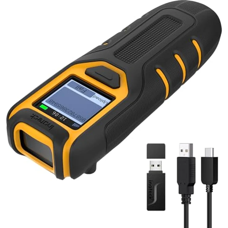 Inateck BCST-47, tragbarer Bluetooth Barcode-Scanner mit 1,4 Zoll Display, 2D QR Code Unterstützung, hoher Akku-Kapazität und APP Steuerung – Bild 1