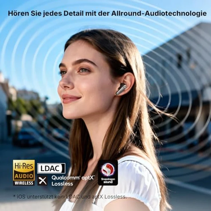 EarFun Air Pro 4+ Bluetooth Kopfhörer, Noise Cancelling, Hi-Res Audio, 54 Std. Akku, Multipoint, IP55, schwarz – Bild 4