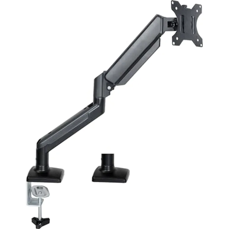 my wall Monitorhalter mit Gasdruckfeder - HL57L, Vollbeweglich, Stufenlos Höhenverstellbar, Schwenkarm Für Gaming oder Office, Belastung 2-9 kg, Tischhalterung