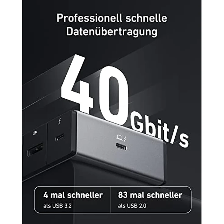 Anker 778 Thunderbolt Dockingstation (12-in-1, Thunderbolt 4), 40 Gbps mit Max 100W Aufladung für Laptop, Single 8K, Quad 4K Bildschirm, Ethernet, 6 USB Ports für M1 Pro/Max MacBook Pro und mehr – Bild 3