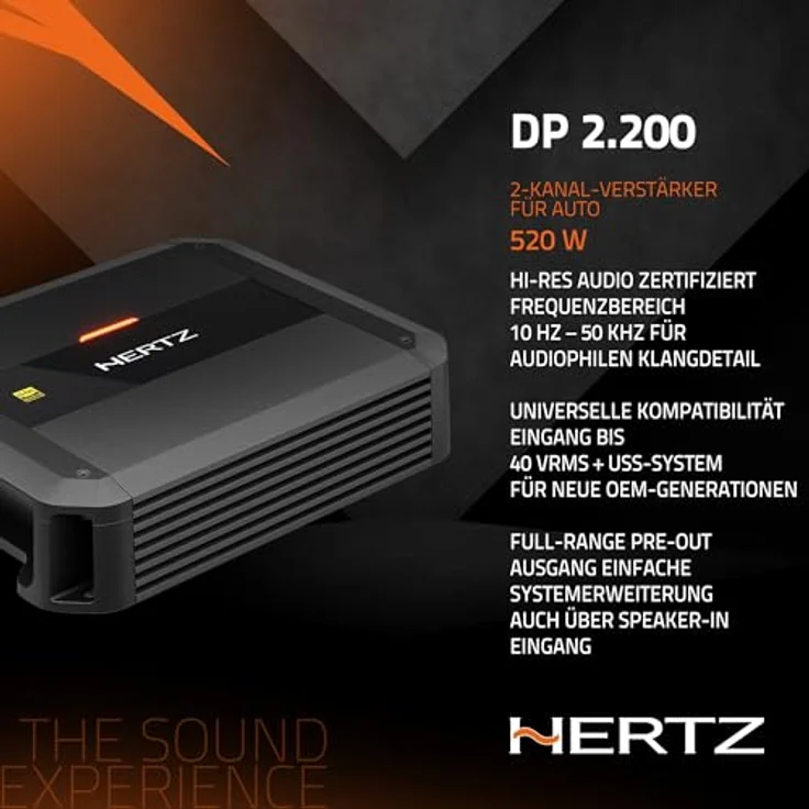 Hertz DIECI DP 2.200 2-Kanal Verstärker, 80 W x 2 RMS, Class-AB-Technik, integrierte Hoch- und Tiefpassfilter – Bild 4