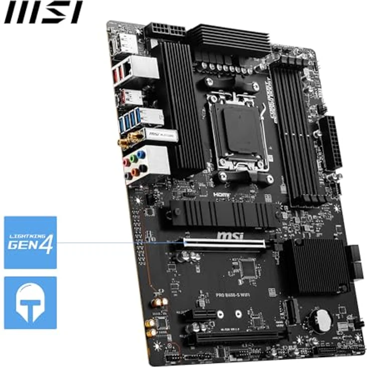 MSI PRO B650-S WiFi Motherboard, ATX - Unterstützt AMD Ryzen 7000 Serie Prozessoren, AM5 - DDR5 Memory Boost 6000+MHz/OC, 2 x PCIe 4.0 x16, 2 x M.2 Gen4, Wi-Fi 6E – Bild 5