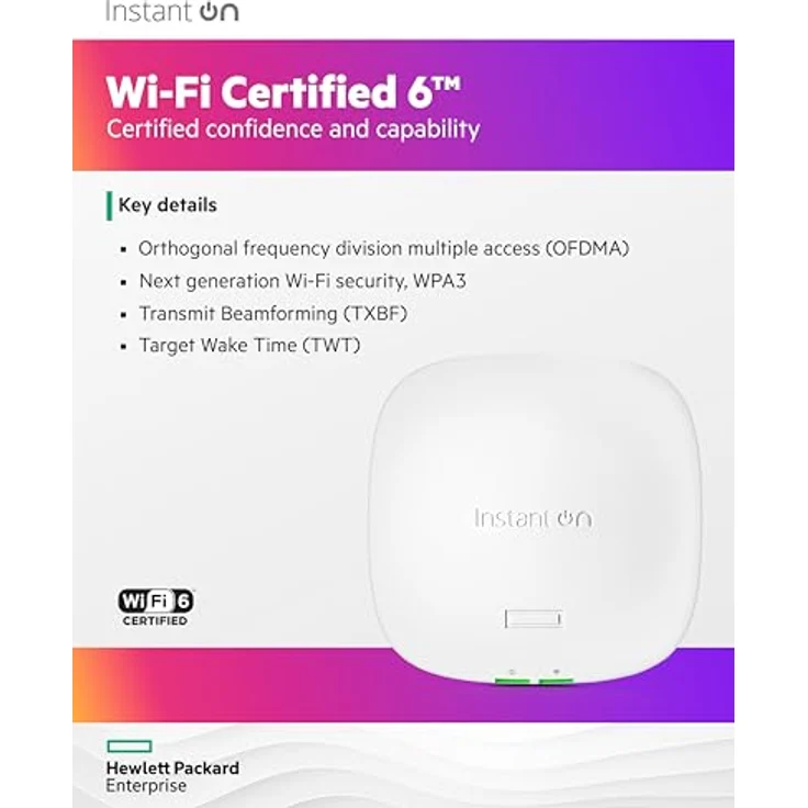 HPE Networking Instant On AP21, Dual-Radio Access Point für Innenräume, Wi-Fi 6, bis zu 50 Benutzer, Weiß, PoE – Bild 5