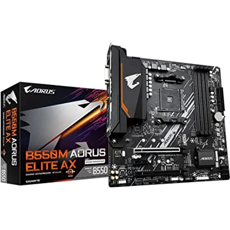 Gigabyte B550M AORUS Elite AX (AM4/AMD/B550/Micro ATX/Single M.2/SATA 6Gb/s/USB 3.2 Gen 1/Realtek GbE LAN/PCIe 4.0) Mainboard - AMD Ryzen 5000 Serie kompatibel, PCIe 4.0, RGB Fusion 2.0 – Bild 1
