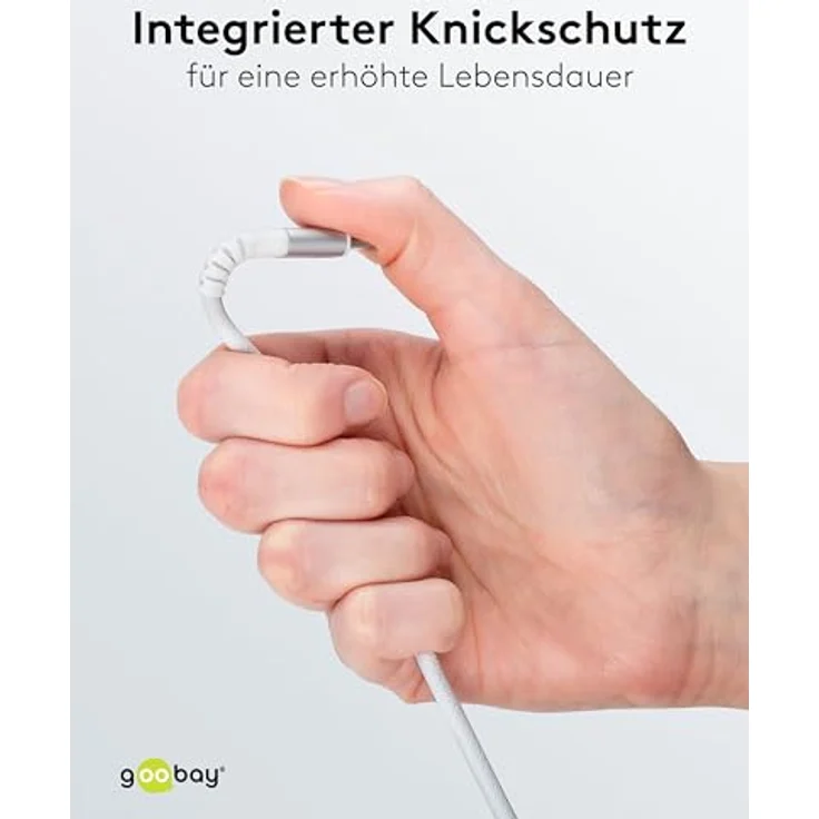 goobay USB-A auf USB-C Kabel 60W, 2m, flexibles Textilkabel mit 480 Mbit/s, weiß, kompatibel mit Samsung, Xiaomi, Google, Nothing Phone – Bild 3