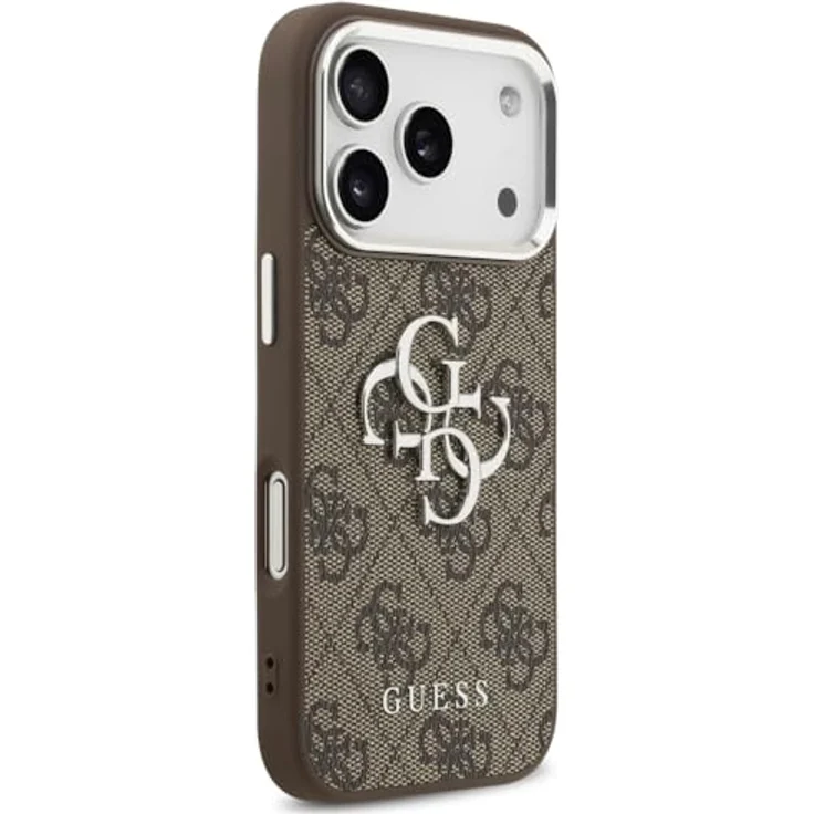 CG MOBILE Guess 4G Groß Classic Logo Hülle für iPhone 17 Pro, Hardcase aus TPU/PC/Kunstleder, Braun/Silber – Bild 4