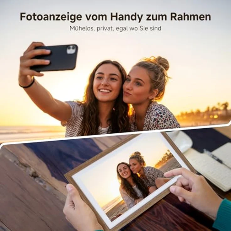 Rollei Smart Frame WiFi 212, Digitaler Bilderrahmen 21,5 Zoll mit 1920x1080 IPS Touchscreen, 32GB Speicher, Holzoptik Eiche – Bild 4