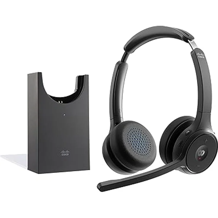 Cisco Headset 722, On-Ear Bluetooth Headset mit Ladestation, Carbon Black, Cisco Webex Certified, 65 m Reichweite – Bild 1
