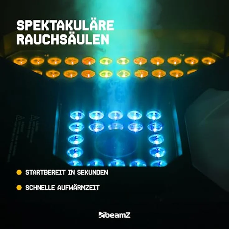 BeamZ Nebelmaschine BLAZE3500, professionelle Nebelmaschine mit RGBA-LEDs, vertical und horizontal einsetzbar, integriertes LCD-Display, hochwertige Heizelemente, reduzierte Nebelausgabe und Spritzschutz – Bild 4